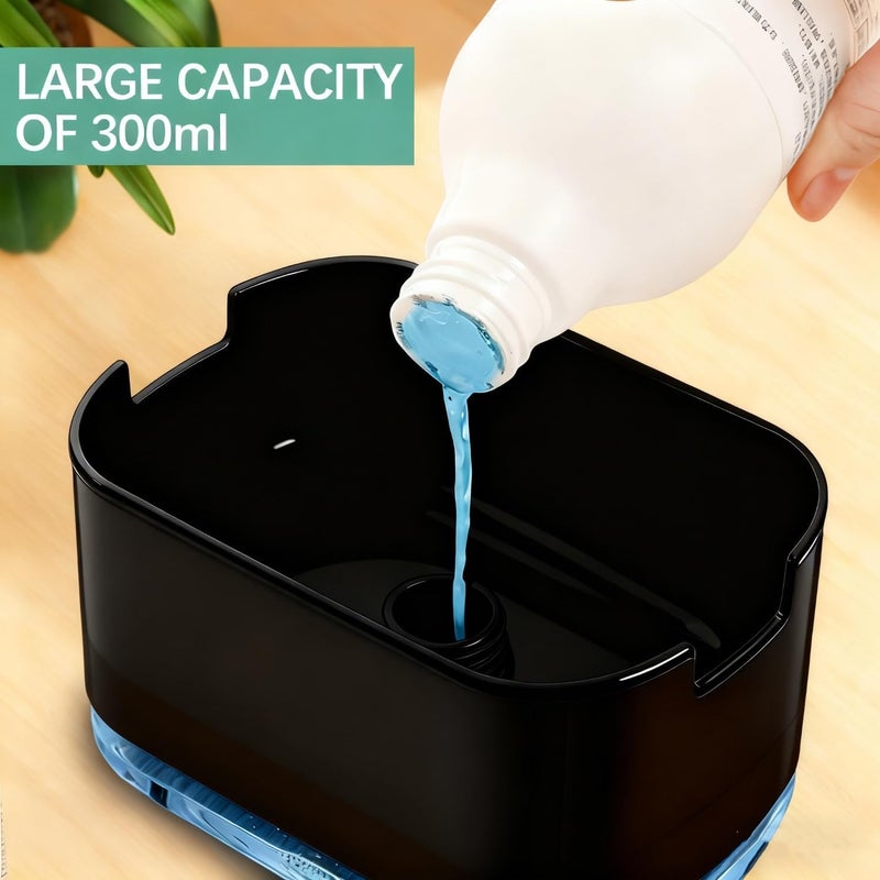 Scuvleos Dish Soap Dispenser and Sponge Support, Sink Soap Pump Dispenser, Liquid Soap Dispenser, Kitchen Detergent Press Box, Suitable for Kitchens, Bathrooms and Sinks (Black) - Image 3